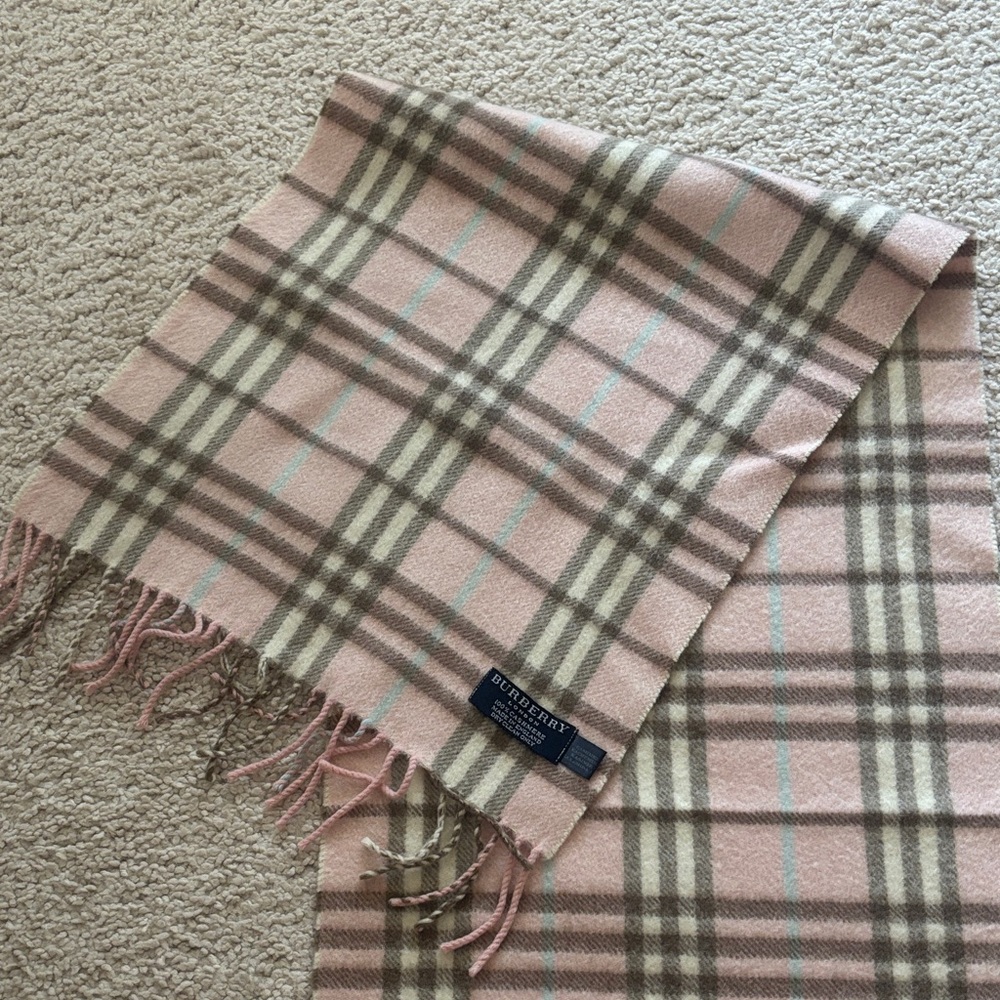 Burberry Beige & Pink Checkered Scarf